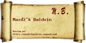 Mazák Baldvin névjegykártya